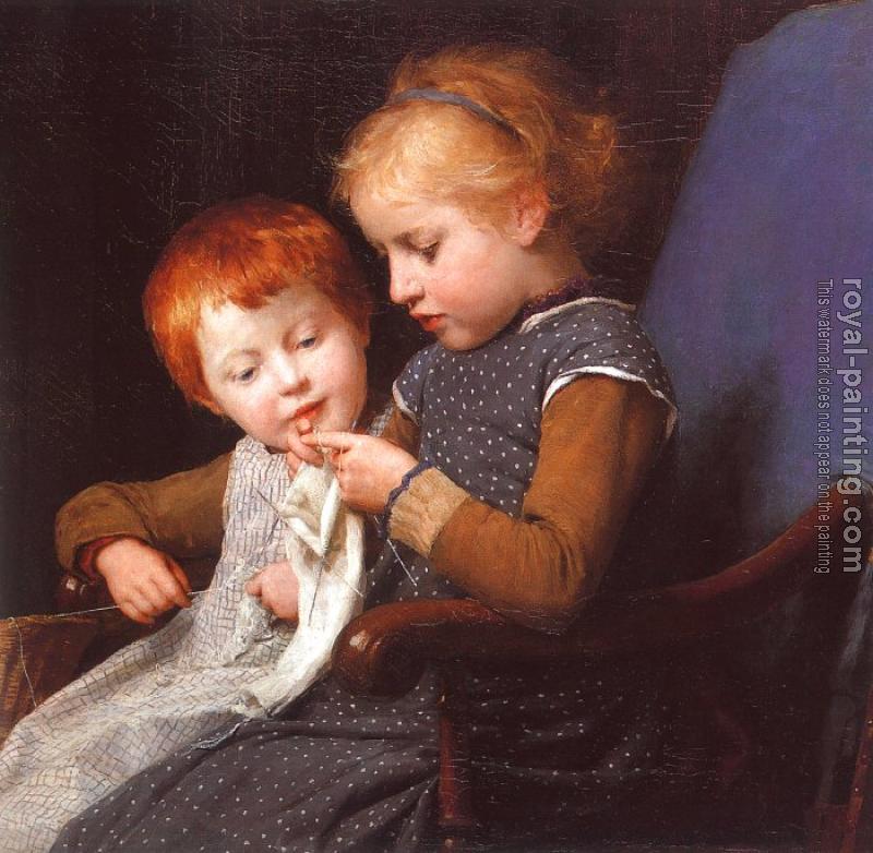 Albert Anker : The Little Knitters